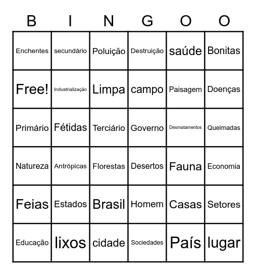 Paisagens Bingo Card