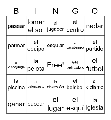 Deportes y Pasatiempos Bingo Card