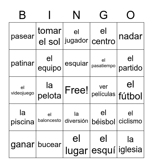 Deportes y Pasatiempos Bingo Card