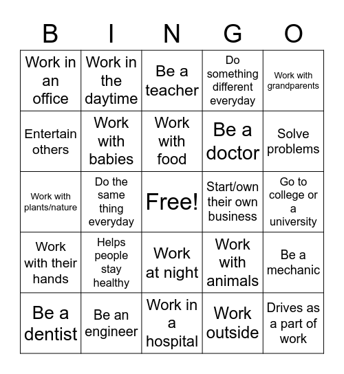 Find someone who wants to... Bingo Card