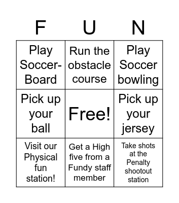 Fundy Soccer Bingo Card