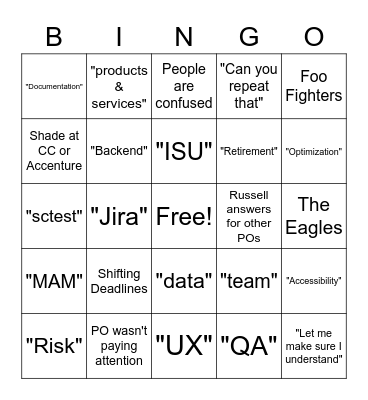 Meetings Bingo Card