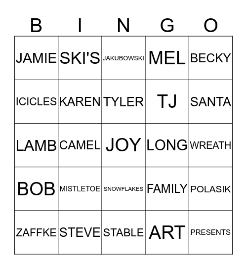 FAMILY BINGO Card