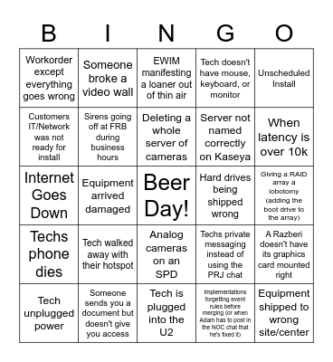 Cursed RV Bingo Card