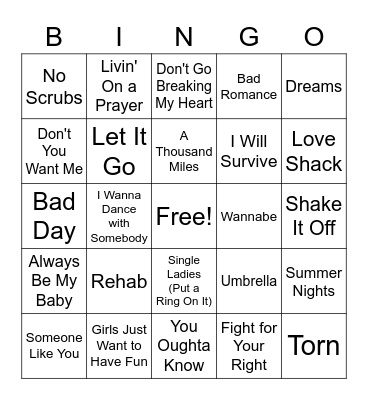 Round 2: Karaoke Favs Bingo Card