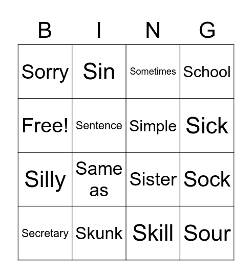 A Historical and Etymological Dictionary of ASL (S) Bingo Card