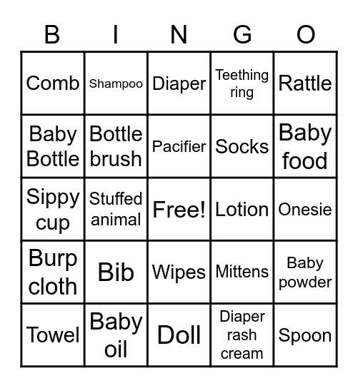 Gloria’s Baby Shower Bingo Card