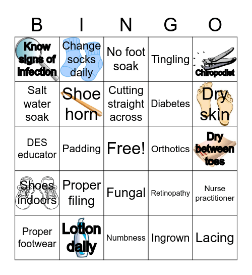 Foot Care Bingo Card