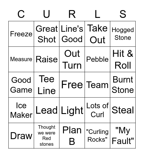 Curling Bingo Card