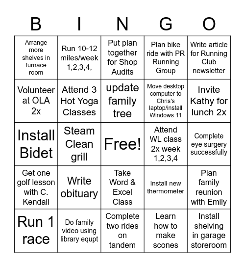 April Bingo Card