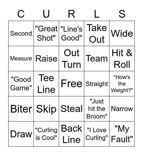 Curling Bingo Card