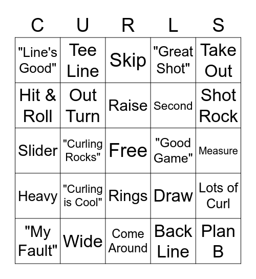 Curling Bingo Card