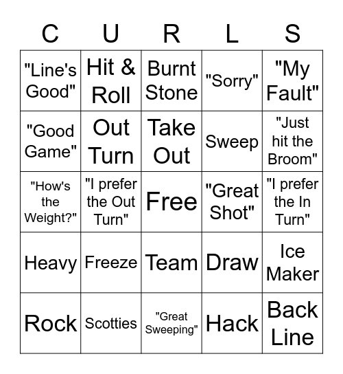 Curling Bingo Card