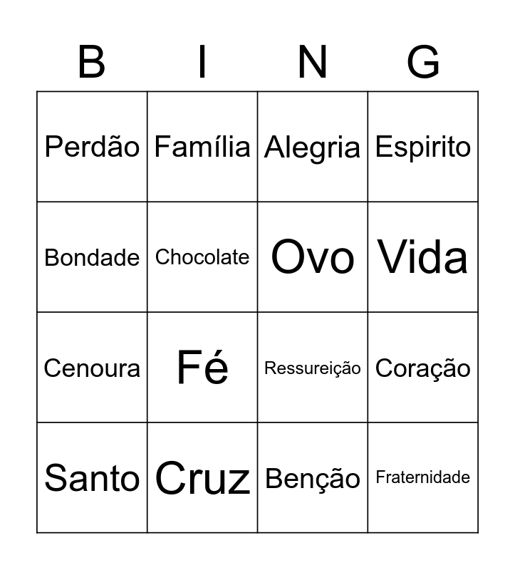 Bingo de Páscoa Bingo Card
