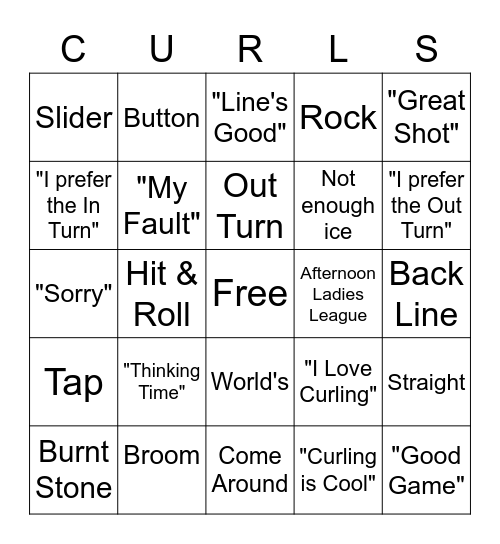 Curling Bingo Card