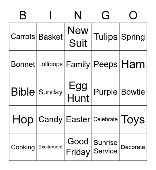 Easter Bingo Card