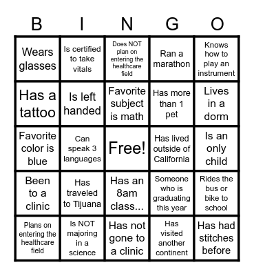 FLYING SAMARITANS Bingo Card