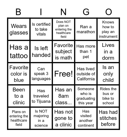 FLYING SAMARITANS Bingo Card