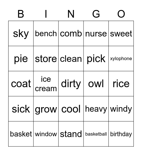 Voca 300 Bingo Card