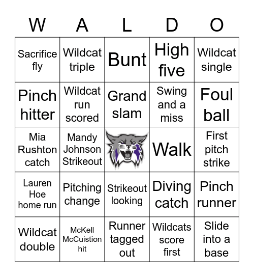 Wildcat Ballpark Bingo Card