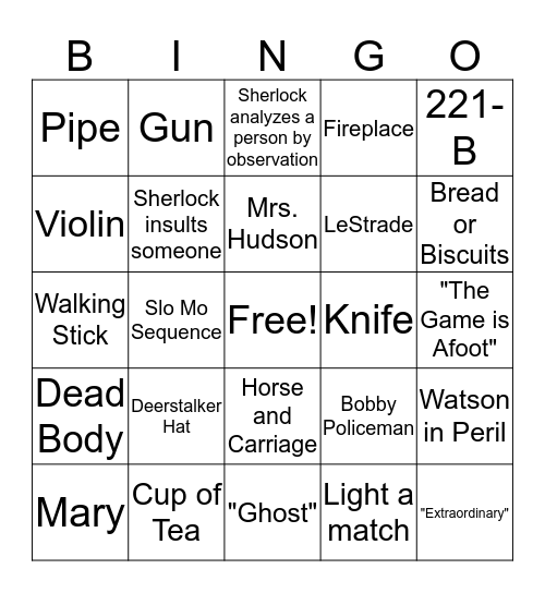Sherlock 2016 Bingo Card