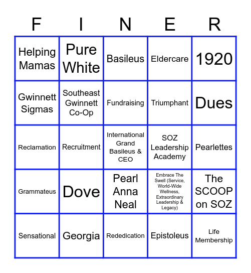 SOZ BINGO Card