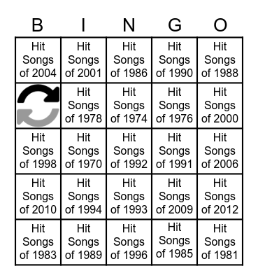 Years of Rock Bingo Card