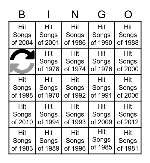 Years of Rock Bingo Card