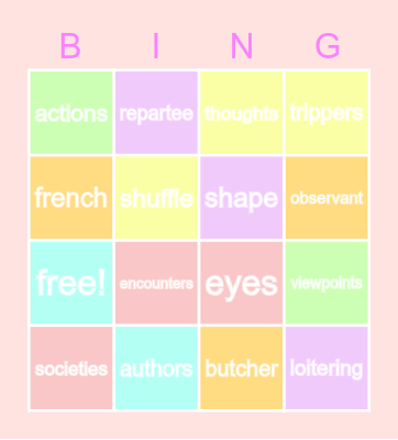 Song of Myself Bingo Card