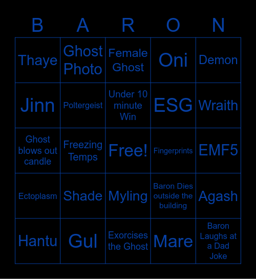 Demonology Bingo Card