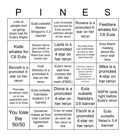 Eula rerun Bingo Card