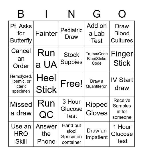 Lab Week Bingo Card