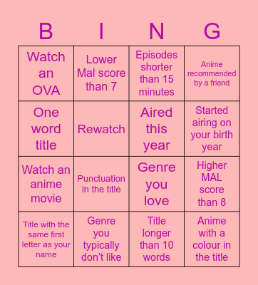 Untitled Bingo Card