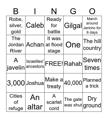 JOSHUA Bingo Card