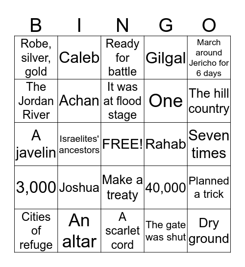 JOSHUA Bingo Card