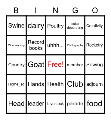 County Council Bingo Card