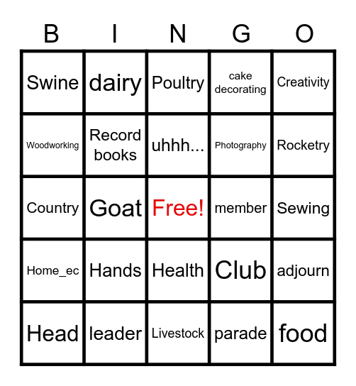 County Council Bingo Card