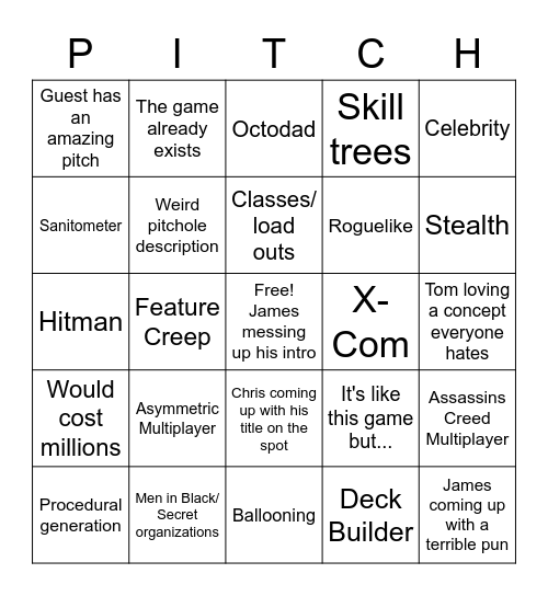 Pitch Please Bingo Card
