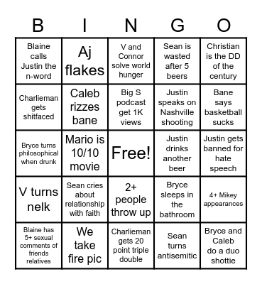 Backyard football bingo Card