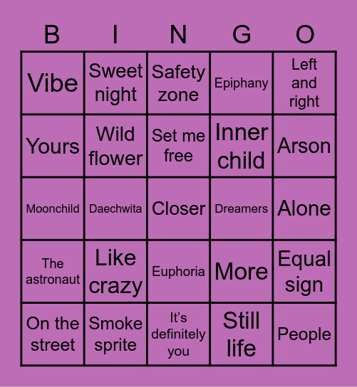 Fairyprincejk Bingo Card
