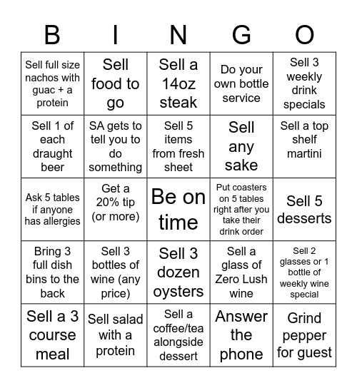 Server Bingo! Bingo Card