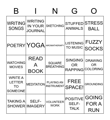 COPING SKILLS BINGO Card