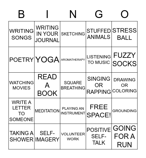 COPING SKILLS BINGO Card