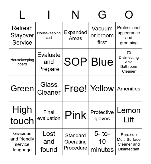 DNLingo Bingo Card