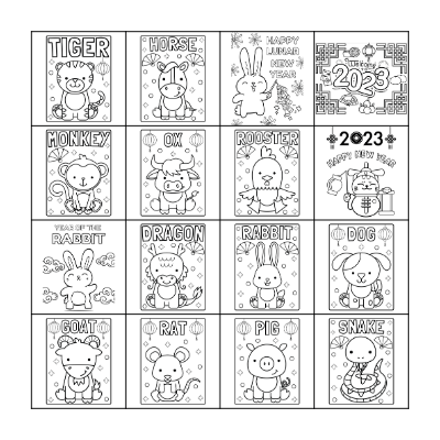 Chinese Zodiac Animals Bingo Sheet Bingo Card