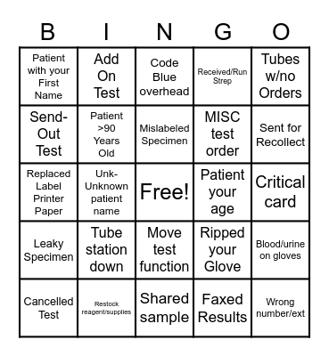 Lab Bingo Card