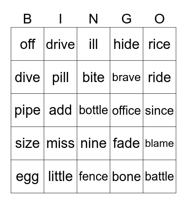 page 4 Bingo Card