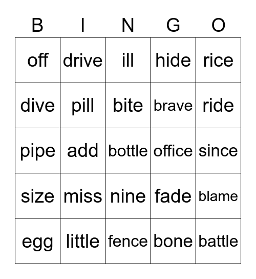 page 4 Bingo Card