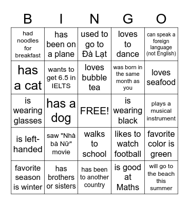 Find someone in the room who... Bingo Card