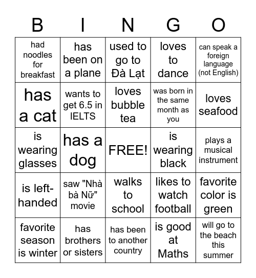 Find someone in the room who... Bingo Card